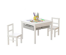 Load image into Gallery viewer, UTEX 2-in-1 Kids Multi Activity Table and 2 Chairs Set with Storage (White)