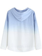 Load image into Gallery viewer, SweatyRocks Women's Long Sleeve Hoodie Sweatshirt Colorblock Tie Dye Print Tops Blue Ombre XL