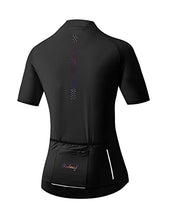 Load image into Gallery viewer, BALEAF Womens Cycling Jersey Bike Shirts Short Sleeve with Pockets Bicycle Biking Tops Breathable Summer UPF Black Size L