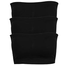 Load image into Gallery viewer, BINACL Women's Bandeau Bralette, Strapless Removable Padded Seamless Basic Layer Tube Top Bra, 3 Pk Black S