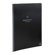 Load image into Gallery viewer, Rocketbook Fusion Smart Reusable Notebook - Calendar, To-Do Lists, and Note Template Pages with 1 Pilot Frixion Pen & 1 Microfiber Cloth Included - Infinity Black Cover, Letter Size (8.5" x 11")