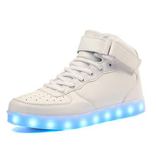 Load image into Gallery viewer, Voovix Unisex LED Shoes Light Up Shoes High Top Sneakers for Women Men white38