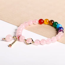 Load image into Gallery viewer, Jewever Rose Quartz Crystal Beads Bracelet 7 Chakra Crystals and Healing Stones Star Bracelets for Women Stretch