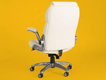 Load image into Gallery viewer, AmazonCommercial Ergonomic High-Back Bonded Leather Executive Chair with Flip-Up Arms and Lumbar Support, Cream