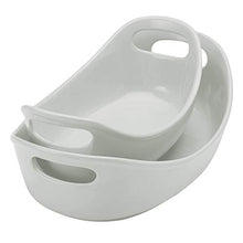 Load image into Gallery viewer, Rachael Ray Ceramics Bubble and Brown Oval Baker Set, 2-Piece, Light Sea Salt Gray -