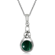 Load image into Gallery viewer, Silvershake Created Malachite 925 Sterling Silver Celtic Knot Solitaire Pendant with 18 Inch Chain Necklace