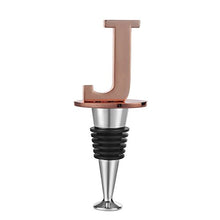 Load image into Gallery viewer, Wine and Beverage Bottle Stopper With Rose Gold Finish,J-Initial (Letter J)