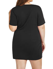 Load image into Gallery viewer, IN'VOLAND Women's Plus Size Summer Casual Wrap Dress Short Sleeve Tie Waist Mini Black Kardashian Dress