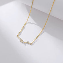 Load image into Gallery viewer, 14k Gold Plated Wicker Pendant Necklace with Cubic Zirconia