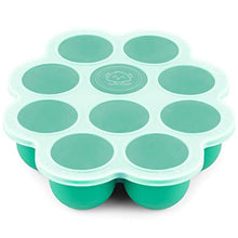 Load image into Gallery viewer, Silicone Baby Food Freezer Tray with Clip-on Lid - Breast Milk Trays for Freezer - Baby Food Containers - Baby Food Trays for Freezing, Dishwasher, Microwave, BPA-Free Baby Food Storage (Alpine Green)