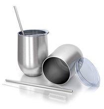Load image into Gallery viewer, llumé Double Wall, Insulated, 2 12oz Stainless Steel Wine Tumbler with Lid, Straw, Cleaner Set- Dishwasher Safe Cups, For Hot/Cold Drinks, Coffee, Cocktail - Perfect Gift for Housewarming, Birthday
