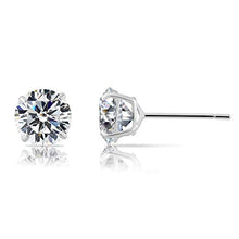 Load image into Gallery viewer, 14k White Gold Solitaire Round Cubic Zirconia Stud Earrings with Gold butterfly Pushbacks (6mm)