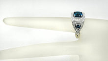 Load image into Gallery viewer, RB Gems Sterling Silver 925 Statement Ring Genuine Gemstone Cushion 8 mm, Rhodium-Plated Finish, Art Deco (11, London-Blue-Topaz)