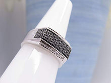Load image into Gallery viewer, Dazzlingrock Collection 0.42 Carat (ctw) Platinum Plated Sterling Silver Black & White Diamond Men's Hip Hop Ring, Size 8