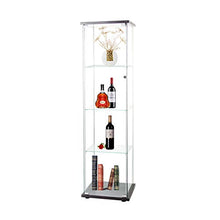 Load image into Gallery viewer, LFT HUIMEI2Y 4-Shelf Glass Display Cabinet with Door, Curio Cabinets 4mm Tempered Glass Floor Standing Bookshelf for Bedroom, Kitchen, Living Room 64”x 17”x 14.5” Black