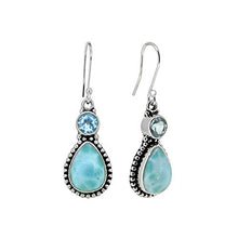 Load image into Gallery viewer, YoTreasure Larimar & Blue Topaz Solid Sterling Silver Designer Earrings