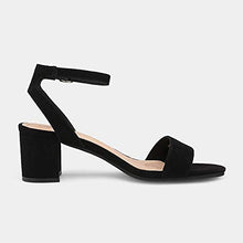Load image into Gallery viewer, DREAM PAIRS Women's Black Sudede Open Toe Ankle Strap Low Block Chunky Heels Sandals Party Dress Pumps Shoes Size 7 M US Carnival