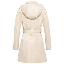 Load image into Gallery viewer, FARVALUE Women's Waterproof Trench Coat Double Breasted Windbreaker Classic Belted Lapel Overcoat with Removable Hood Beige Medium