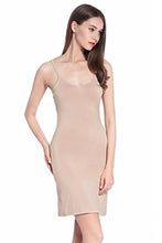 Load image into Gallery viewer, Coreal Full Slip for Women Under Dress Adjustable Spaghetti Strap Knee Length Slips Undergarment Nightwear Nude