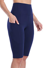 Load image into Gallery viewer, SOCIALA Womens High Waist Biker Shorts with Pockets 12" Workout Running Short Navy