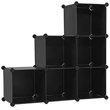 Load image into Gallery viewer, SONGMICS Cube Storage Organizer, 6-Cube Bookshelf, Closet Organizers and Storage, Modular Bookcase, Storage Shelving for Bedroom, Living Room, Home Office, with Rubber Mallet, Black ULPC06H
