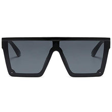 Load image into Gallery viewer, LKEYE - Oversize Shield Flat Top Square Sunglasses Siamese Rimless Lens LK1717 C1 Black/Gray