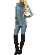 Load image into Gallery viewer, Minclouse Women's Cowl Neck Long Sleeves Tunic Tops Aztec Printed Casual Sweatshirts Cute Patchwork Blouse Pullover