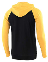 Load image into Gallery viewer, HARBETH Men's Athletic Fit Full Zip Fleece Hooded Sweatshirt Active Hoodie Black/Apricot Gold XL