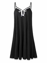 Load image into Gallery viewer, Jollielovin Women Plus Size Cami Dresses with Pockets and Adjustable Spaghetti Strap V Neck Sleepwear Women Nightgowns with Lace Loose Fit Black_2X