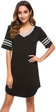 Load image into Gallery viewer, WiWi Soft Bamboo Pajamas Short Sleeves Nightgown Comfy Sleepshirts Boyfriend Sleepwear Plus Size Nightshirt S-4X, Black, XX-Large