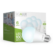 Load image into Gallery viewer, Sigalux Light Bulbs 100 Watt Equivalent LED Bulbs,A19 Daylight Standard Light Bulbs 5000K White,Non-Dimmable 13W Energy Efficient Light Bulbs with E26 Medium Base,1500LM,UL Listed,6 Pack