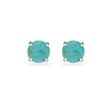 Load image into Gallery viewer, Sterling Silver Simulated Turquoise Round 6mm Prong-set Stud Earrings