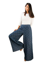 Load image into Gallery viewer, Tropic Bliss Women's Fall Palazzo Pants, Organic Cotton, Office Casual Blue