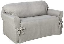 Load image into Gallery viewer, SureFit Home Décor SF43573 Mason Loveseat Cover, Relaxed Fit, Polyester/Spandex, Machine Washable, One Piece, Gray Color