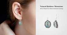Load image into Gallery viewer, Natural Moonstone Earrings 925 Silver Overlay handmade Boho Style Dangle Earrings