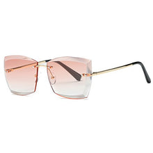 Load image into Gallery viewer, AEVOGUE Sunglasses For Women Oversized Rimless Diamond Cutting Square Glasses AE0528 (Gold&Pink, 53)