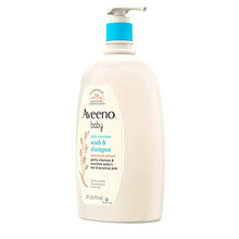 Load image into Gallery viewer, Aveeno Baby Daily Moisture Gentle Bath Wash & Shampoo with Natural Oat Extract, Hypoallergenic, Tear-Free & Paraben-Free Formula for Sensitive Hair & Skin, Lightly Scented, 33 fl. oz
