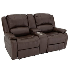 Load image into Gallery viewer, RecPro Charles Collection | 67" Double Recliner RV Sofa & Console | RV Zero Wall Loveseat | Wall Hugger Recliner | RV Theater Seating | RV Furniture | RV Living Room (Slideout) Furniture | Mahogany
