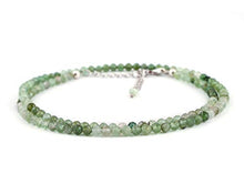 Load image into Gallery viewer, Natural Green Tourmaline Round Gemstone Dainty Full Beaded Choker Necklace, Birthstone, Gift for Women, Healing Crystals, Handmade Jewelry in Rhodium Plated 925 Sterling Silver Chain 18 inch