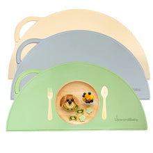 Load image into Gallery viewer, Baby Placemats with Suction- UpwardBaby Reusable Non Slip 3 Piece BPA Free Toddler Kids Placemats Set - Wipes Clean for Quick Mealtimes for Travel and High Chairs - Easy to Clean
