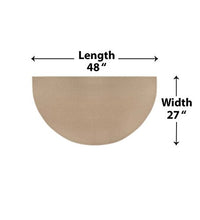 Load image into Gallery viewer, Fire Retardant Fiberglass Half Round Hearth Fireplace Area Rug Polyester Trim Non Slip Mat Low Profile Protects Floors from Sparks Embers Logs 27 W x 48 L Tan