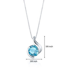 Load image into Gallery viewer, Peora Swiss Blue Topaz Bezel Pendant Necklace Sterling Silver 2.25 Carats