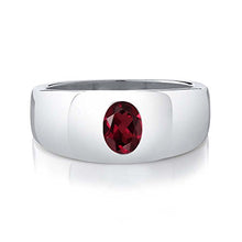 Load image into Gallery viewer, Gem Stone King 1.40 Ct Oval Red VS Rhodolite Garnet 925 Sterling Silver Men's Ring (Size 13)