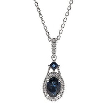 Load image into Gallery viewer, Gin and Grace 10K White Gold Genuine blue Sapphire Pendant with Diamonds for women | Ethically, authentically & organically sourced (Square-cut) shaped Sapphire hand-crafted jewelry for her | Sapphire Necklace for women