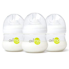 Load image into Gallery viewer, Avima 4 oz Anti Colic Newborn Baby Bottles, BPA Free, Wide Neck with Slow Flow Nipples (Set of 3)