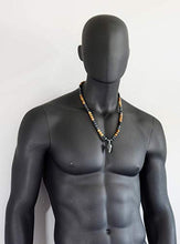 Load image into Gallery viewer, Snowflake Obsidian and Picture Jasper Long Beaded Dowsing Pendulum Pendant Necklace for Men Natural Stone Handmade Jewelry