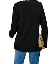 Load image into Gallery viewer, Long Sleeve Shirts For Women V Neck Plain Black Sweatshirt Casual S
