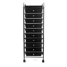 Load image into Gallery viewer, Seville Classics 10-Drawer Multipurpose Mobile Rolling Utility Storage Organizer with Tray Cart, Black