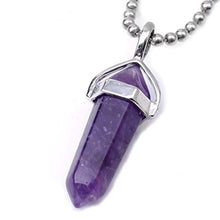 Load image into Gallery viewer, Natural Amethyst Gemstone Pendant Necklace Healing Crystal Reiki Chakra Gem Stones 18 Inch (1pc) Women Girls Men Gifts GGP-C4