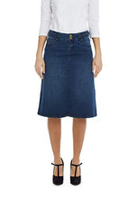 Load image into Gallery viewer, ESTEEZ Women’s Denim Skirt – A Line Jean - Below Knee Sydney Blue 2